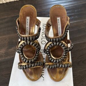 Manolo Blahnik gold sandals